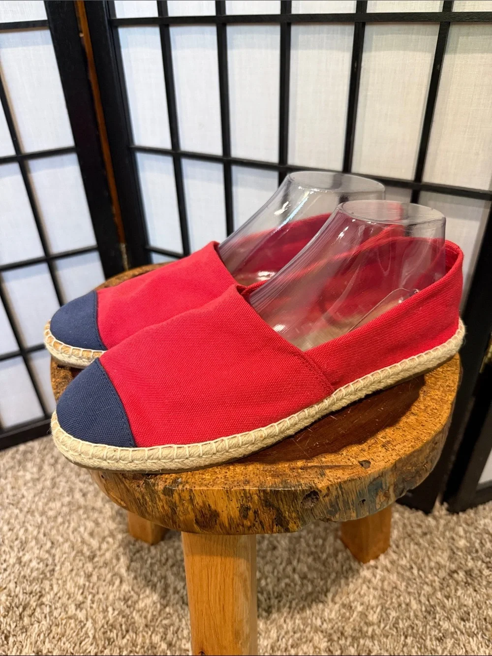 Pour La Victoire Red & Blue Espadrille-Style Slip-On EUC 9.5